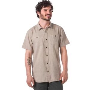 Columbia Regular Fit Sportswear Shirt Grey/Tan XL Short Sleeve Button Down Hemp